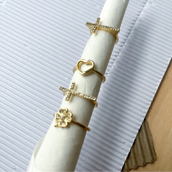 ARIELLA Collection 4 Gold Stackable Rings - Picture 3 of 4